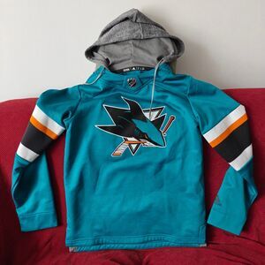 Mens Adidas NHL San Jose Sharks Platinum Jersey Hoodie (S)